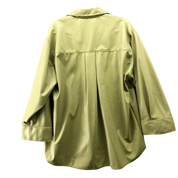Asos Faux Leather Oversized Shirt Jacket Womens 4 (S) Lime Green Shacket - Picture 2 of 9